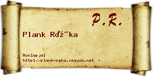 Plank Réka névjegykártya